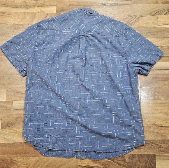 Carbon2Cobalt Blue Pattern Cotton Short Sleeve Button Shirt XL - Picture 6 of 6